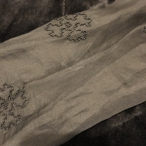 MEGAN PARK black sheer silk beaded collared blouse - Picture 10 of 13